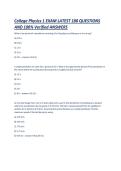 College Physics 1 EXAM LATEST 180 QUESTIONS AND 100- Verified ANSWERS