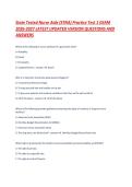 State Tested Nurse Aide &lpar;STNA&rpar; Practice Test 1 EXAM 2026-2027 LATEST UPDATED VERSION QUESTIONS AND ANSWERS&period;p