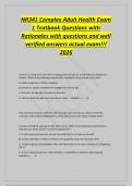 NR341 Complex Adult Health Exam&NewLine;1 Textbook Questions with&NewLine;Rationales with questions and well&NewLine;verified answers actual exam&excl;&excl;&excl;&NewLine;2026