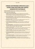 VIRGINIA WATERWORKS OPERATOR CLASS 1 LICENSE EXAM QUESTIONS AND VERIFIED ANSWERS WITH RATIONALES&period;pdf&NewLine;&NewLine;