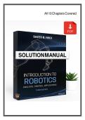 Solution Manual &ndash; Introduction to Robotics&colon; Analysis&comma; Control&comma; Applications &lpar;3rd Edition&rpar; by Saeed Niku &vert; 2025&sol;2026&NewLine;