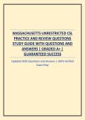 MASSACHUSETTS UNRESTRICTED CSL PRACTICE AND REVIEW QUESTIONS STUDY GUIDE WITH QUESTIONS AND ANSWERS
