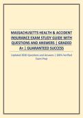 MASSACHUSETTS HEALTH & ACCIDENT INSURANCE EXAM STUDY GUIDE WITH QUESTIONS AND ANSWERS