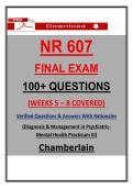 NR 607 Final Exam Chamberlain PMHNP &ndash; &lpar;2026&rpar; Actual Questions & Answers &lpar;Guarantee Pass&rpar;