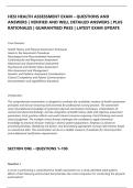 HESI HEALTH ASSESSMENT EXAM &ndash; QUESTIONS AND&NewLine;ANSWERS &vert; VERIFIED AND WELL DETAILED ANSWERS &vert; PLUS&NewLine;RATIONALES &vert; GUARANTEED PASS &vert; LATEST EXAM UPDATE