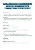 TCDHA HISTOLOGY MIDTERM FINAL TEST 2026 QUESTIONS WITH CORRECT ANSWERS GRADED A&plus;&period;pdf&NewLine;&NewLine;