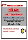 NR 601 Midterm Exam Chamberlain Primary Care Practicum &ndash; &lpar;2026&rpar; Actual Questions & Answers &lpar;Guarantee Pass&rpar;