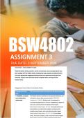 BSW4802 Assignment 3 Semester 2 2026 - Due 3 September 2026