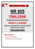 Chamberlain NR 605 Final Exam &ndash; Psychiatric Mental Health &ndash; &lpar;2026&rpar; Actual Questions & Answers &lpar;Guarantee Pass&rpar;