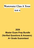Wastewater Class A Texas Test 4 PDF &vert; Texas Wastewater Operator Study Guide&comma; Practice Questions & Review 2026