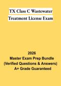 TX Class C Wastewater Treatment License Exam PDF &vert; Texas Wastewater Operator Study Guide&comma; Practice Questions & Review 2026