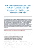 NYC Home Improvement Exam Actual 2026&sol;2027 &ndash; Complete Exam-Style Questions &vert; 100&percnt; Verified &ndash; Pass Guaranteed &ndash; A&plus; Graded&NewLine;