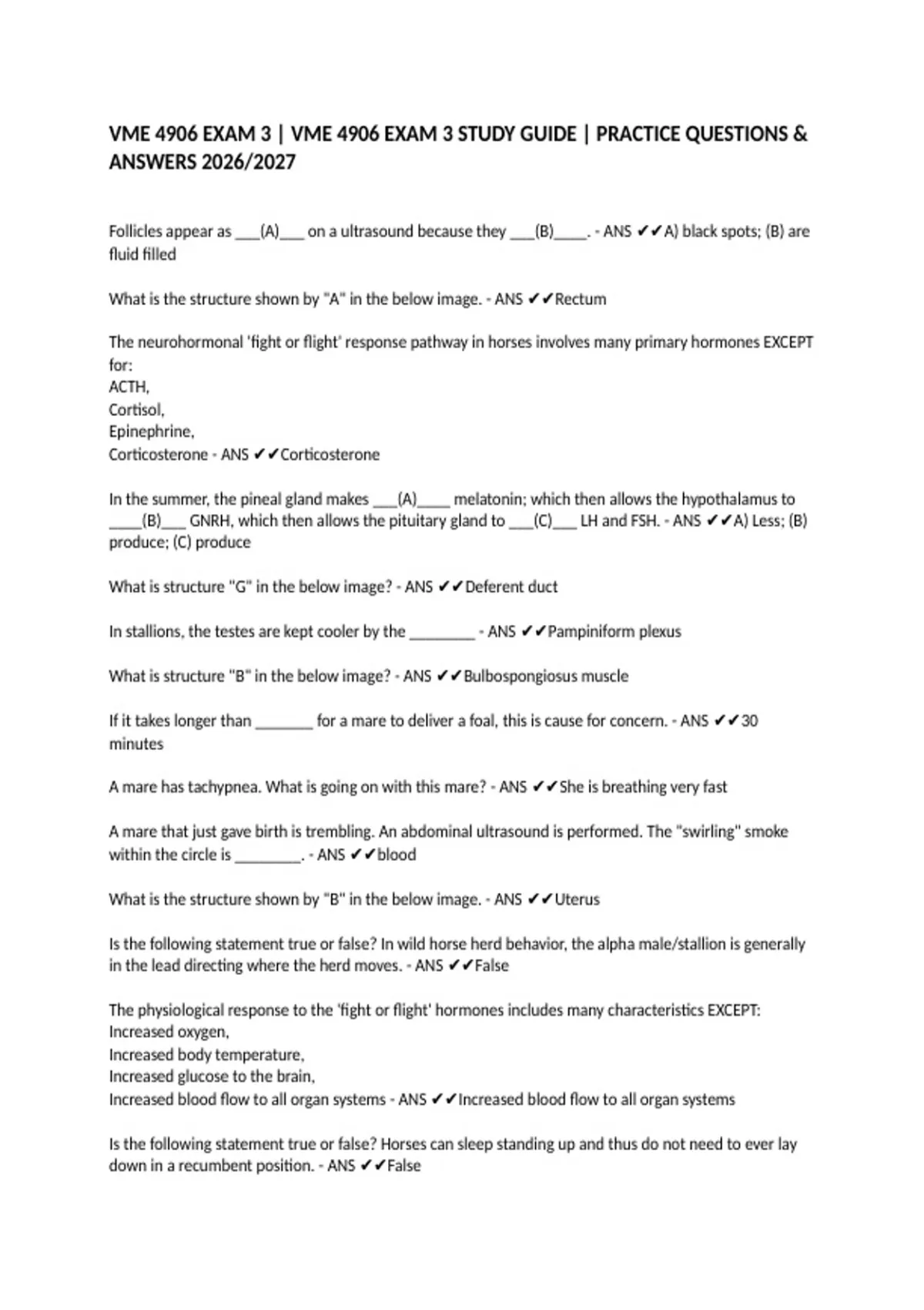 VME 4906 EXAM 3 | VME 4906 EXAM 3 STUDY GUIDE | PRACTICE QUESTIONS ...