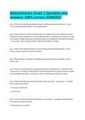 Biomechanics Exam 1 Question and answers 100&percnt; correct 2026&sol;2027