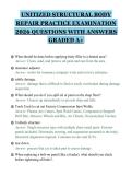 UNITIZED STRUCTURAL BODY REPAIR PRACTICE EXAMINATION 2026 QUESTIONS WITH ANSWERS GRADED A&plus;&period;pdf&NewLine;&NewLine;