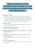 VIRGINIA PERSONAL LINES &lpar;INSURANCE REGULATION&rpar; ACTUAL EXAM PAPER 2026 QUESTIONS WITH ANSWERS GRADED&period;pdf&NewLine;&NewLine;