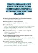 VIRGINIA PERSONAL LINES &lpar;INSURANCE REGULATION&rpar; CERTIFICATION SCRIPT 2026 QUESTIONS WITH SOLUTIONS GR&period;pdf&NewLine;&NewLine;