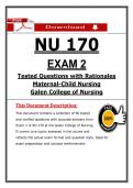 Galen NU 170 Exam 2 &ndash; Maternal-Child Nursing &lpar;2026&sol;2027&rpar; Actual Questions & Answers to Pass the Exam &lpar;100&percnt; Verified&rpar;