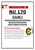 NU 170 Exam 3 &ndash; Maternal-Child Nursing Galen College &lpar;2026&sol;2027&rpar; Actual Questions & Answers to Pass the Exam &lpar;100&percnt; Verified&rpar;