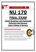 NU 170 Final Exam &ndash; Galen Maternal-Child Nursing &lpar;2026&sol;2027&rpar; Actual Questions & Answers to Pass the Exam &lpar;100&percnt; Verified&rpar;