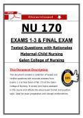 Galen NU 170 Exams 1&ndash;3 & Final Exam &ndash; Maternal-Child Nursing &lpar;2026&sol;2027&rpar; Actual Questions & Answers to Pass the Exam &lpar;100&percnt; Verified&rpar;