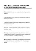 EMT MODULE 1 EXAM FINAL PAPER&NewLine;WITH TESTED QUESTIONS AND
