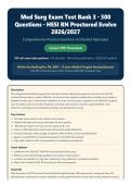 Med Surg Exam Test Bank 3 2026-2027 &vert; 300 Questions with Verified Answers and Rationales &vert; Graded A&plus; &vert; Latest Exam