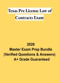 Texas Pre-License Law of Contracts Exam PDF &vert; Real Estate Contract Law Study Guide&comma; Practice Questions & Review 2026