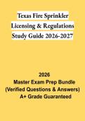 Texas Fire Sprinkler Licensing & Regulations Study Guide 2026&ndash;2027 PDF &vert; Exam Prep&comma; Practice Questions & Review