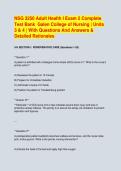 NSG 3250 Adult Health I Exam 2 Complete&NewLine;Test Bank Galen College of Nursing &vert; Units&NewLine;3 & 4 &vert; With Questions And Answers &&NewLine;Detailed Rationales