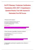 ExCPT Pharmacy Technician Certification&NewLine;Examination 2026&ndash;2027 &vert; Comprehensive &NewLine;Question Practice Test with Answers & &NewLine;Rationales&vert; Free Pdf Access