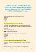 Test Bank 2 for COA - Certified Ophthalmic Assistant Newest Prep with 200 Latest Questions and Correct Answers&sol; COA Latest Exam 2026-2027&sol; Certified Ophthalmic Assistant 