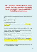 COA - Certified Ophthalmic Assistant Newest Prep Test Banks 1&comma;2&comma; 3&comma; and 4 Bundle with 1500&plus; Latest Questions and Correct Answers&sol; COA Latest Exam 2026-2027&sol; Certified Ophthalmic Assistant