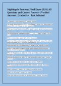 Testbank&colon; Nightingale Anatomy Final Exam 2026 &ndash; Complete Questions & Verified Answers &lpar;A&plus; Graded&rpar;