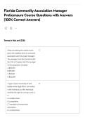 Florida Community Association Manager Prelicensure Course Questions with Answers &lpar;100&percnt; Correct Answers&rpar;