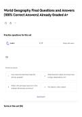 World Geography Final Questions and Answers &lpar;100&percnt; Correct Answers&rpar; Already Graded A&plus;