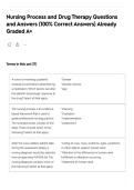 Nursing Process and Drug Therapy Questions and Answers &lpar;100&percnt; Correct Answers&rpar; Already Graded A&plus;