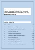 FLORIDA COMMUNITY ASSOCIATION MANAGER &lpar;CAM&rpar; LICENSING EXAM QUESTION MCQ BANK WITH ANSWERS & RATIONALES