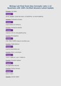 Biology Lab Final Exam Key Concepts&colon; Labs 1&ndash;12 Questions with 100&percnt; Verified Answers Latest Update
