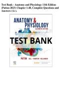 Test Bank for Anatomy & Physiology&comma; 11th Edition &lpar;Patton&comma; 2023&rpar; &vert; Chapters 1&ndash;48 Complete &vert; Questions & Answers &vert; Exam Prep