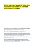 TEXAS ALL LINES ADJUSTER EXAM &lpar;200&plus; QUESTIONS AND CORRECT ANSWERS&rpar; 2026 VERIFIED ANSWERS