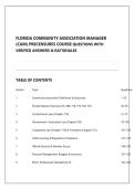 FLORIDA COMMUNITY ASSOCIATION MANAGER &lpar;CAM&rpar; PRECENSURES COURSE QUESTIONS WITH VERIFIED ANSWERS & RATIONALES