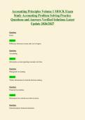 Accounting Principles Volume 1 MOCK Exam&NewLine;Study Accounting Problem Solving Practice&NewLine;Questions and Answers Verified Solutions Latest&NewLine;Update 2026&sol;2027