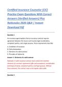 Certified Insurance Counselor &lpar;CIC&rpar; &NewLine;Practice Exam Questions With Correct &NewLine;Answers &lpar;Verified Answers&rpar; Plus &NewLine;Rationales 2026 Q&A &vert; Instant &NewLine;Download Pdf 