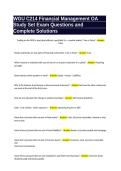 WGU C214 Financial Management OA Questions and Answers 2027 &vert; Study Set
