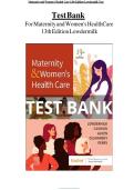 Test Bank for Maternity & Women&rsquo;s Health Care&comma; 13th Edition&comma;Lowdermilk&period; UPDATED VERSION&comma;2026&sol;2027&excl;&excl;&excl;&excl; ALL CHAPTERS FULLY COVERED &excl;&excl;&excl;&excl; GET A COPY&comma;GET AN A&plus;