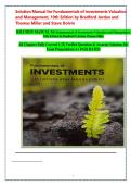 Fundamentals of Investments&colon; Valuation and Management&comma; 10th Edition &vert; Bradford D&period; Jordan & Thomas Miller &semi; Solution Manual&comma; Comprehensive Study Guide & Complete Exam Resources