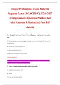 Google Professional Cloud Network &NewLine;Engineer Exam &lpar;AGACNP-C&rpar; 2026&ndash;2027 &NewLine;&vert; Comprehensive Question Practice Test &NewLine;with Answers & Rationales&vert; Free Pdf &NewLine;Access
