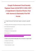 Google Professional Cloud Security &NewLine;Engineer Exam &lpar;AGACNP-C&rpar; 2026&ndash;2027 &NewLine;&vert; Comprehensive Question Practice Test &NewLine;with Answers & Rationales&vert; Free Pdf &NewLine;Access