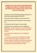CONNECTICUT REAL ESTATE SALESPERSON &lpar;PSI&rpar; &NewLine;EXAMINATION COMPLETE VERIFIED QUESTIONS &NewLine;AND DETAILED SOLUTIONS LATEST UPDATE THIS &NewLine;YEAR JUST RELEASED